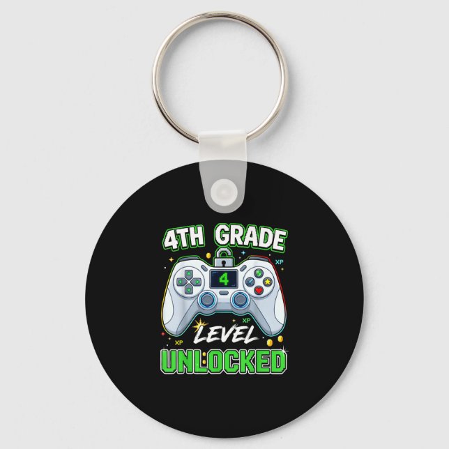 Back to school 4th grade boys gamer first day key ring (Front)