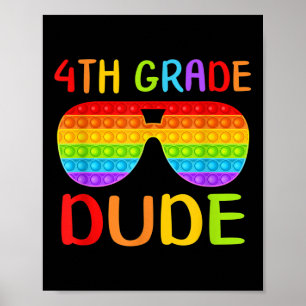 Back To School 4th Grade Dude Sungles Pop It Fidge Poster