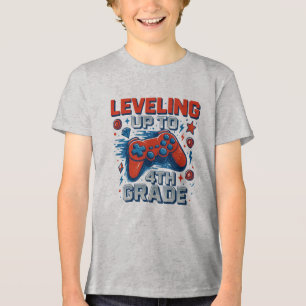 Back To School 4th Grade Gamer Boy Girl Tri-Blend Shirt