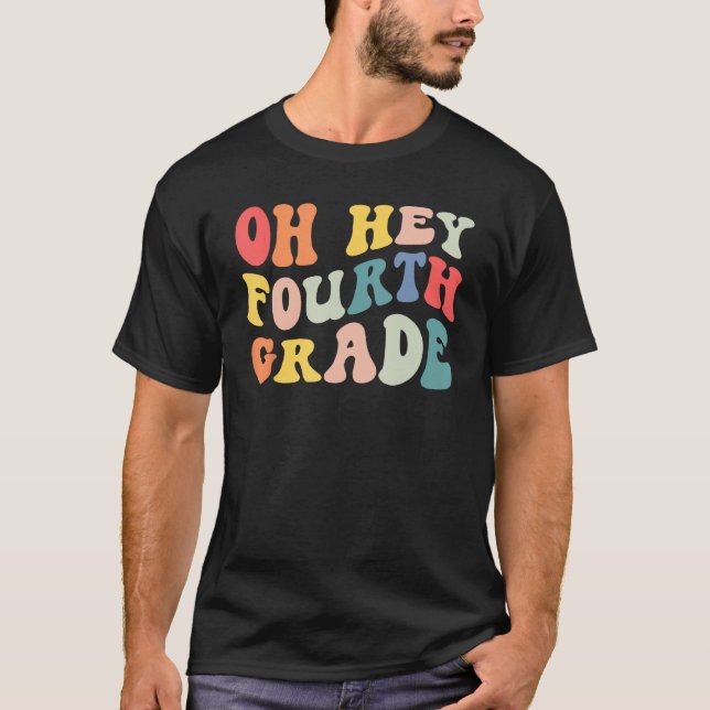 Back to School 4th Grade Grade Groovy Teacher Kids T-Shirt (Front)