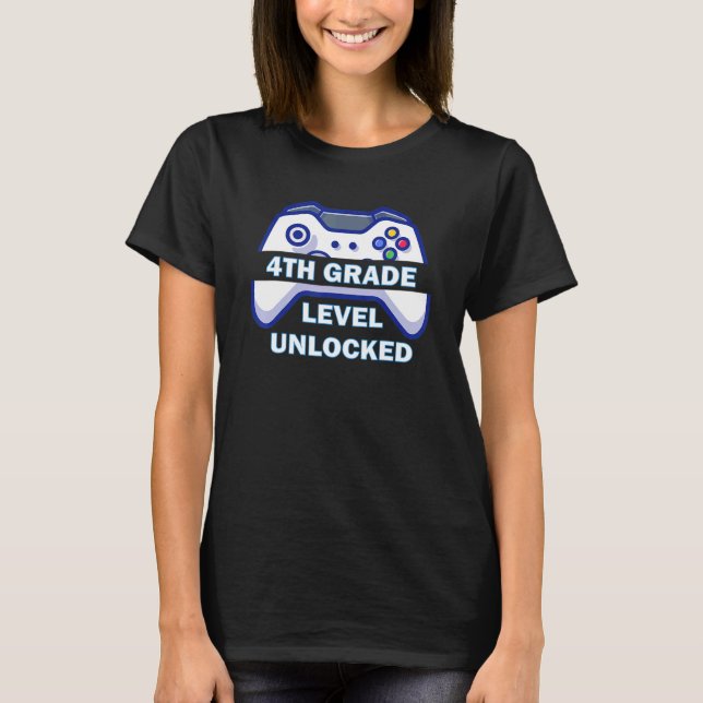 Back to School 4th Grade Level Unlocked Teachers T-Shirt (Front)