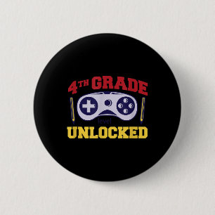 Back To School 4th Grade Level Unlocked Video Game 6 Cm Round Badge