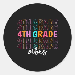 Back To School 4th Grade Vibes Retro Teacher Stude Classic Round Sticker