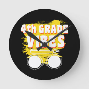 Back To School 4th Grade Vibes Shirt First Day Kid Round Clock