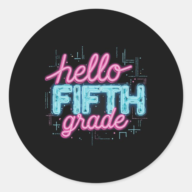 Back To School 5th Grade Collection  Classic Round Sticker (Front)
