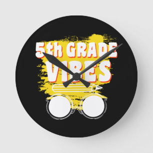 Back To School 5th Grade Vibes Shirt First Day Kid Round Clock