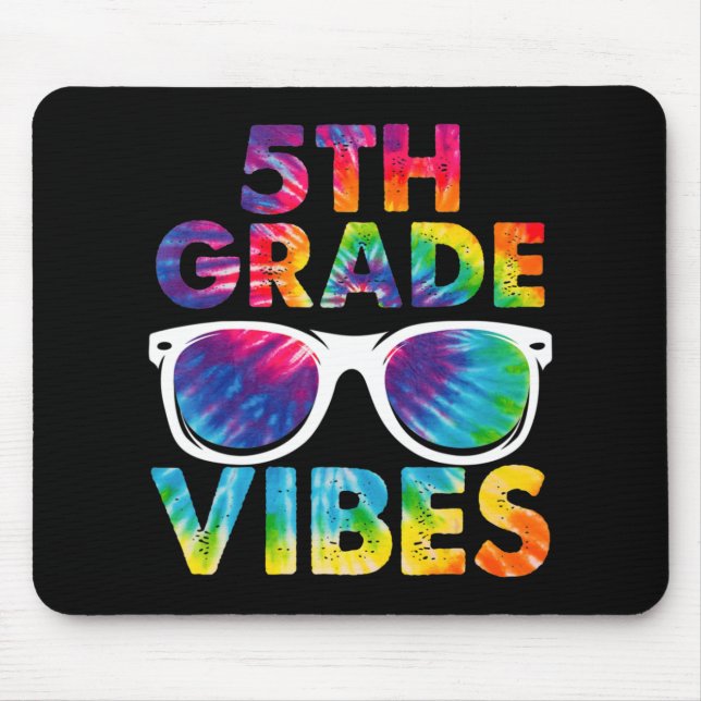 Back To School 5th Grade Vibes Tie Dye Fifth Grade Mouse Mat (Front)