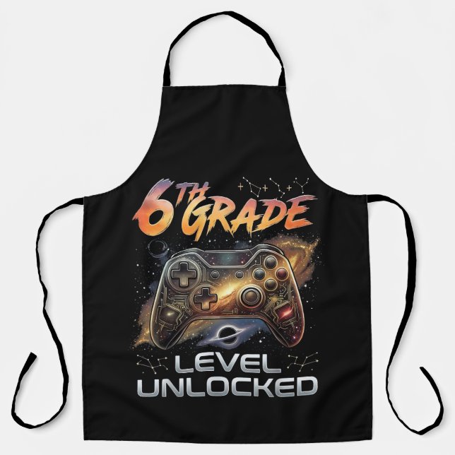 Back to School 6th Grade Boys First Day School Apron (Front)