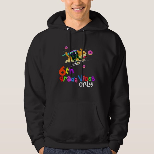 Back to School  6th Grade Corgi Dog Donuts 1st Day Hoodie (Front)
