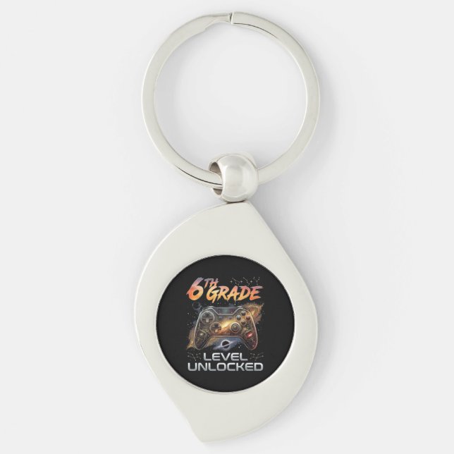 Back to School 6th Grade Gamer First Day School Key Ring (Front)