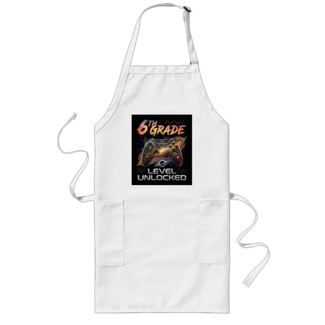 Back to School 6th Grade Gamer First Day School Long Apron (Front)