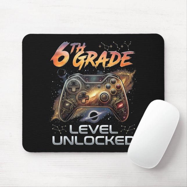 Back to School 6th Grade Gamer First Day School Mouse Mat (With Mouse)