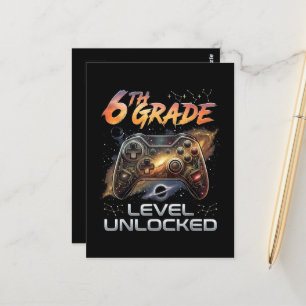 Back to School 6th Grade Gamer First Day School Postcard