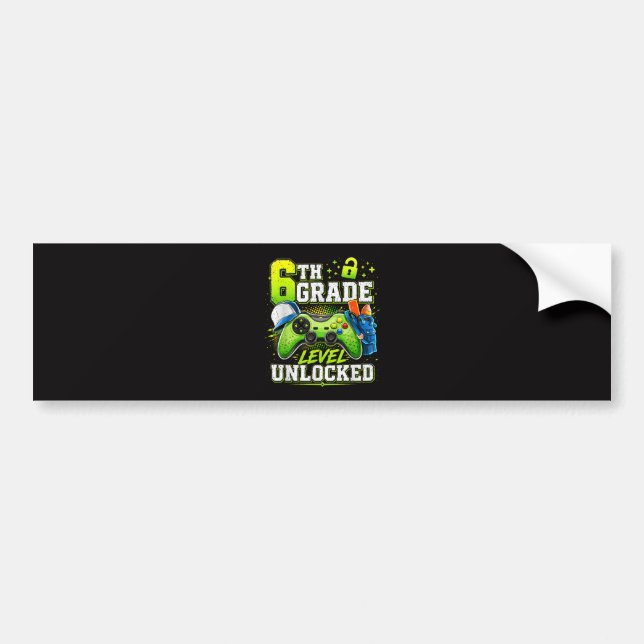 Back to School 6th Sixth Grade Level Unlocked Bumper Sticker (Front)