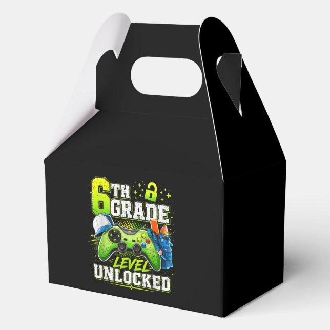 Back to School 6th Sixth Grade Level Unlocked Favour Box (Front)