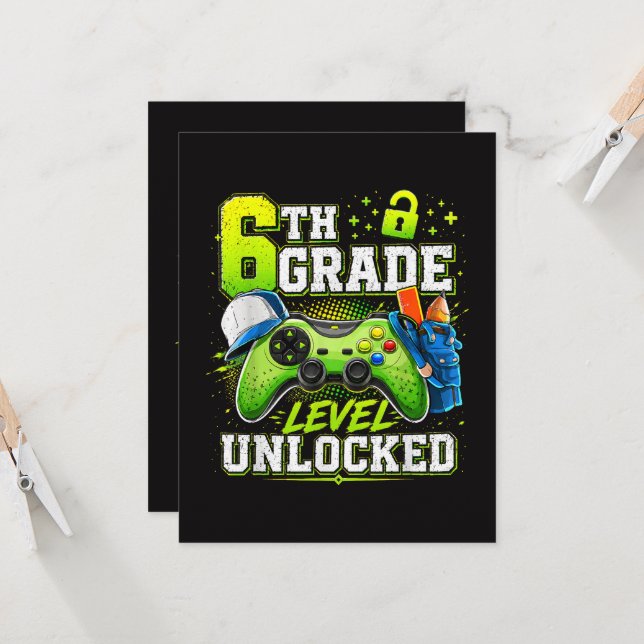 Back to School 6th Sixth Grade Level Unlocked  Invitation (Front/Back In Situ)