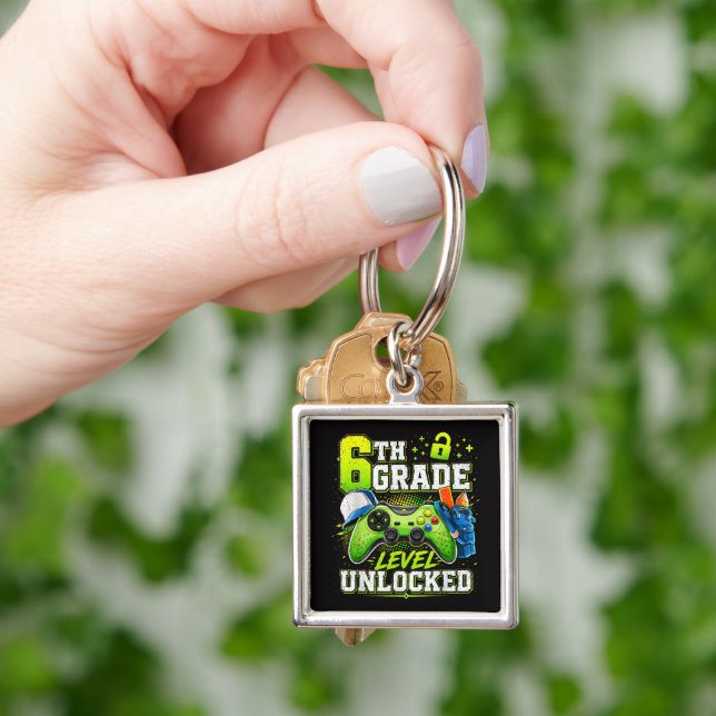 Back to School 6th Sixth Grade Level Unlocked  Key Ring (Hand)