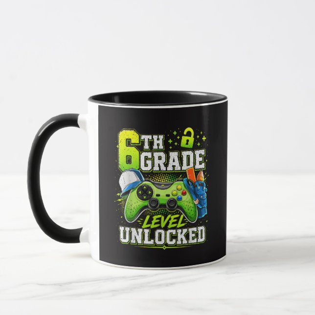 Back to School 6th Sixth Grade Level Unlocked Mug (Left)