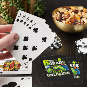 Back to School 6th Sixth Grade Level Unlocked Playing Cards