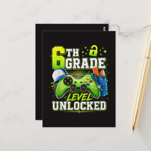 Back to School 6th Sixth Grade Level Unlocked  Postcard