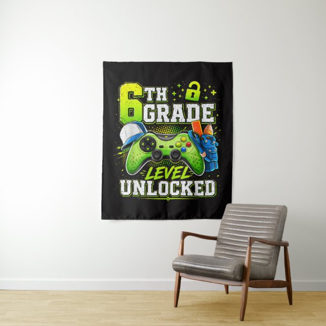 Back to School 6th Sixth Grade Level Unlocked Tapestry (In Situ)