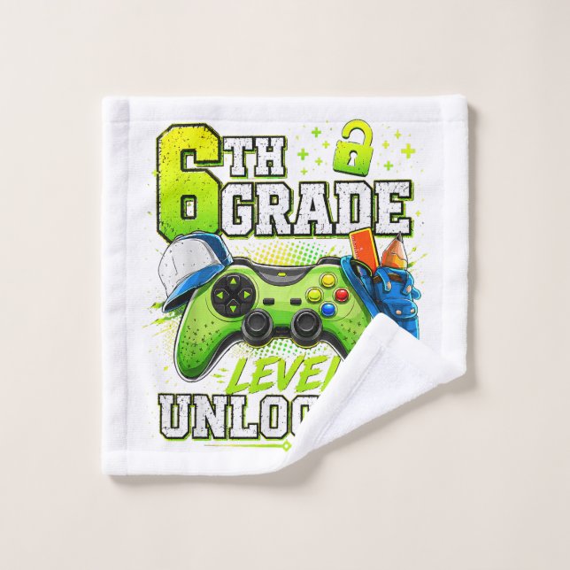Back to School 6th Sixth Grade Level Unlocked Wash Cloth (Wash Cloth)