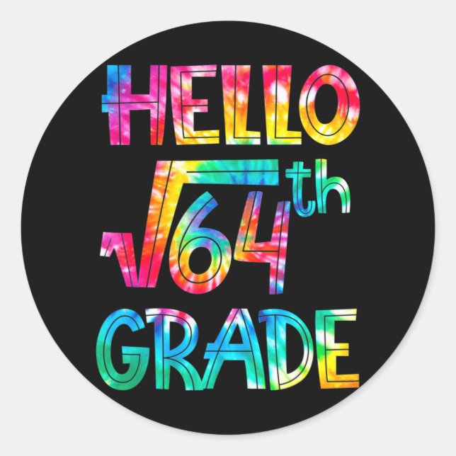 Back to school 8th Grade Square Root of 64 math ki Classic Round Sticker (Front)