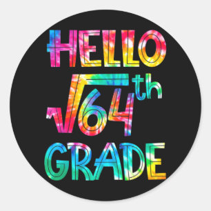 Back to school 8th Grade Square Root of 64 math ki Classic Round Sticker