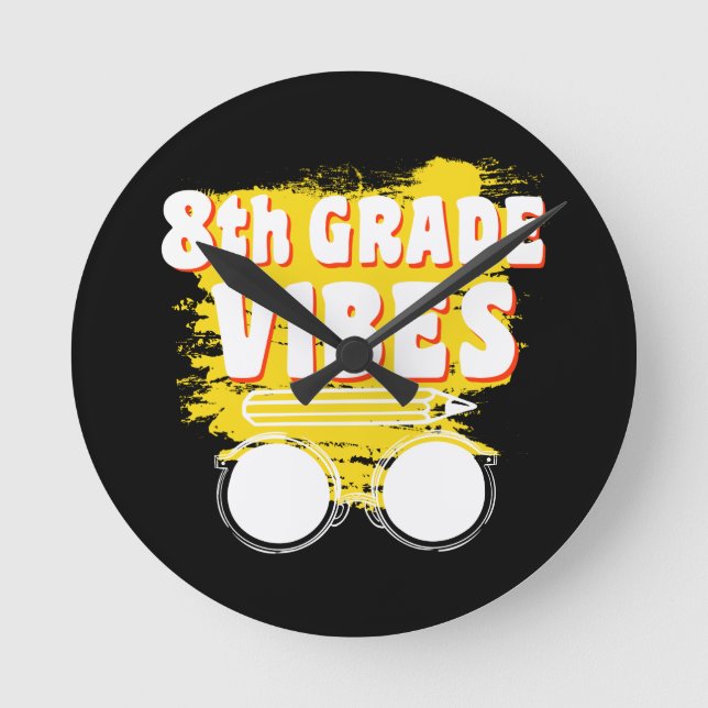 Back To School 8th Grade Vibes Shirt First Day Kid Round Clock (Front)