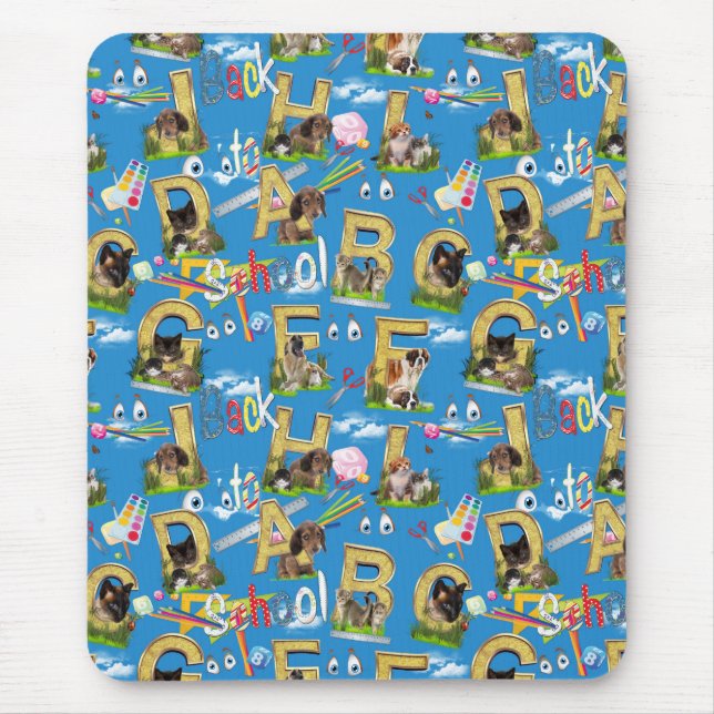 Back To School ABC Repeat Design Mouse Mat (Front)