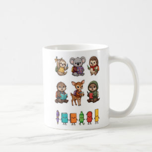 Back to School Animal Squad PNG Cute Racoon kids Coffee Mug