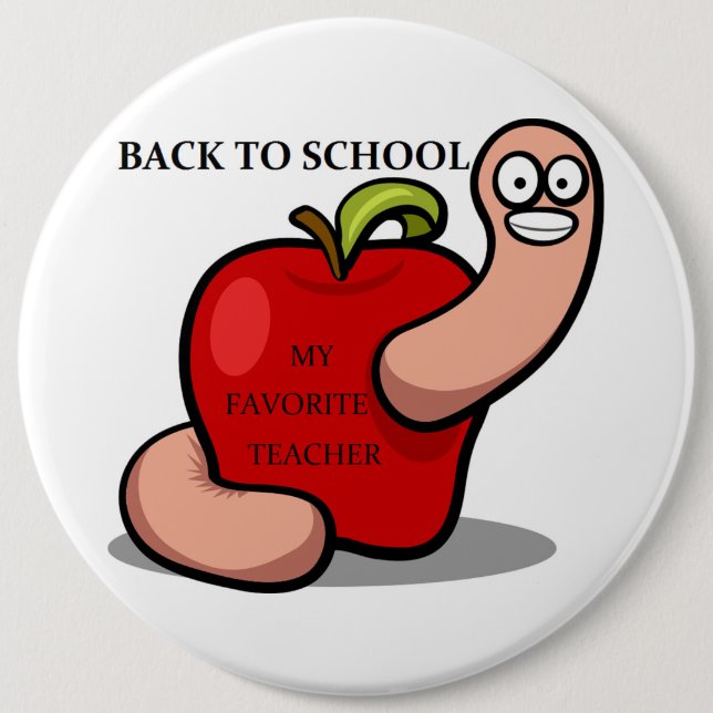 "BACK TO SCHOOL" APPLE 6 CM ROUND BADGE (Front)