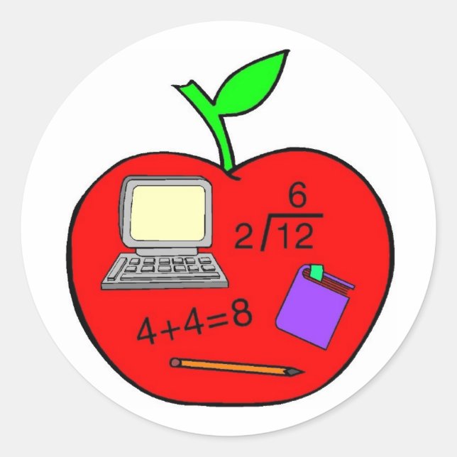Back To School Apple Classic Round Sticker (Front)