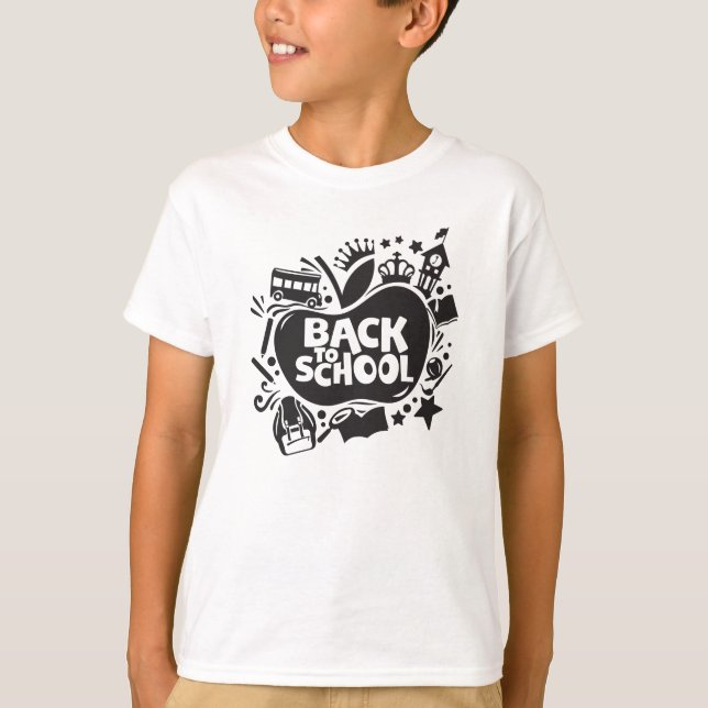 Back To School Apple Cool Illustration Kids T-Shirt (Front)
