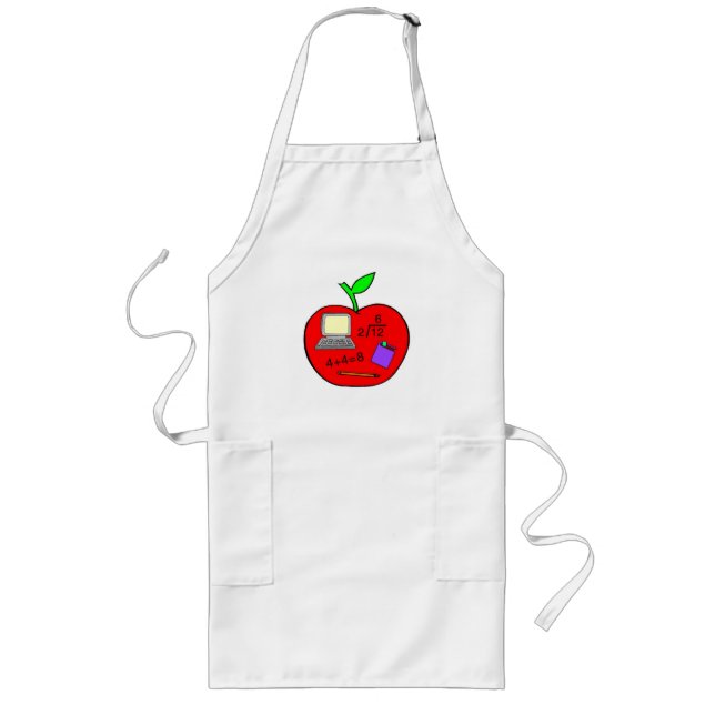 Back To School Apple Math Problem Equations Long Apron (Front)