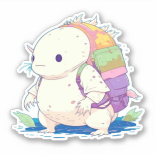 Back to School Axolotl Kawaii Cartoon