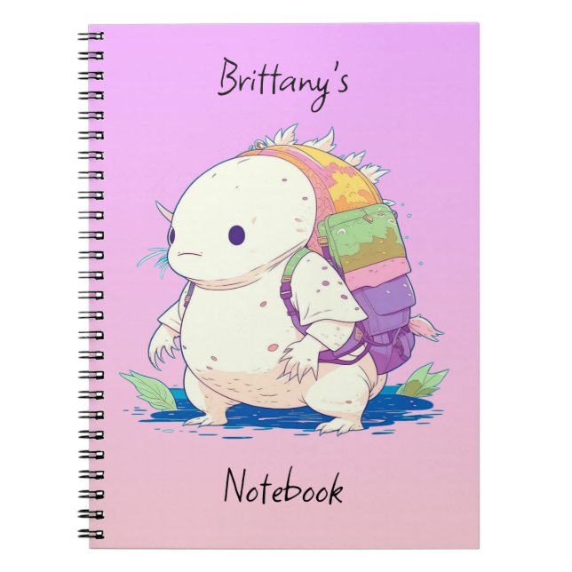 Back to School Axolotl Kawaii Personazlized Notebook (Front)