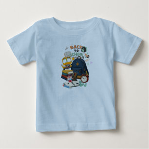 Back to School Backpack Bus and Books Design Baby T-Shirt