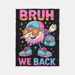 Back To School Baseball Ice Cream Drip Bruh We Bac Fleece Blanket