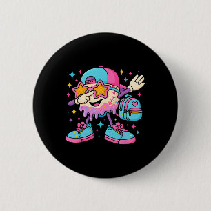 Back To School Baseball Ice Cream Drip First Day O 6 Cm Round Badge