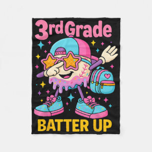 Back To School Baseball Ice Cream Drip First Day O Fleece Blanket