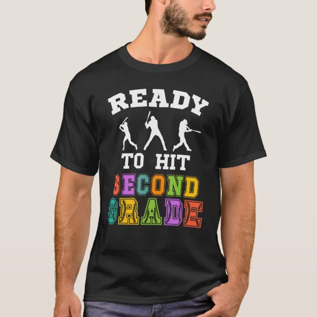 Back to School Baseball Ready to Hit Second Grade T-Shirt (Front)