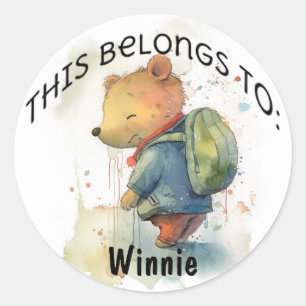 Back to School Bear  Classic Round Sticker