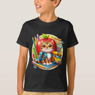 Back to school bengal cat boys girls student kids T-Shirt