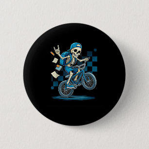 Back To School Biker Skeleton Riding Bmx Bike Ride 6 Cm Round Badge