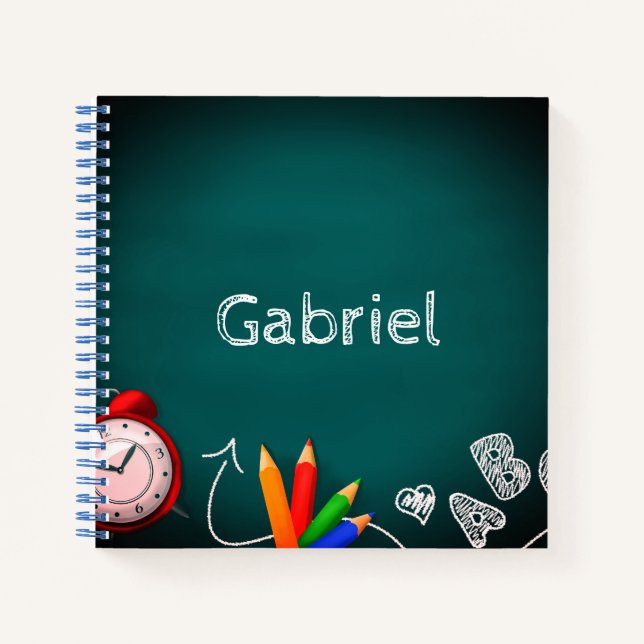 Back to School Blackboard Kids Name beautiful  Notebook (Front)