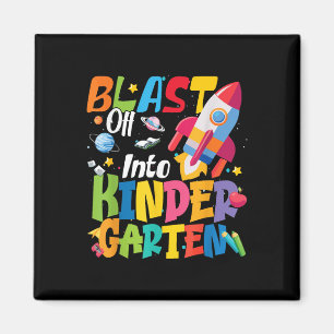 Back To School Blast Off Into Kindergarten Cute Bo Magnet