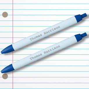 Back to School Blue Colour Coded Boy Typed Font Black Ink Pen