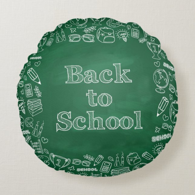 Back to school board and clipart round cushion (Front)