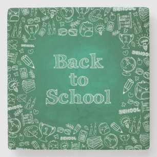 Back to school board and clipart stone coaster